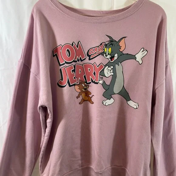 Tom and Jerry Pink Long Sleeve Pullover Sweatshirt EUC Women's Size XXL - Picture 1 of 12